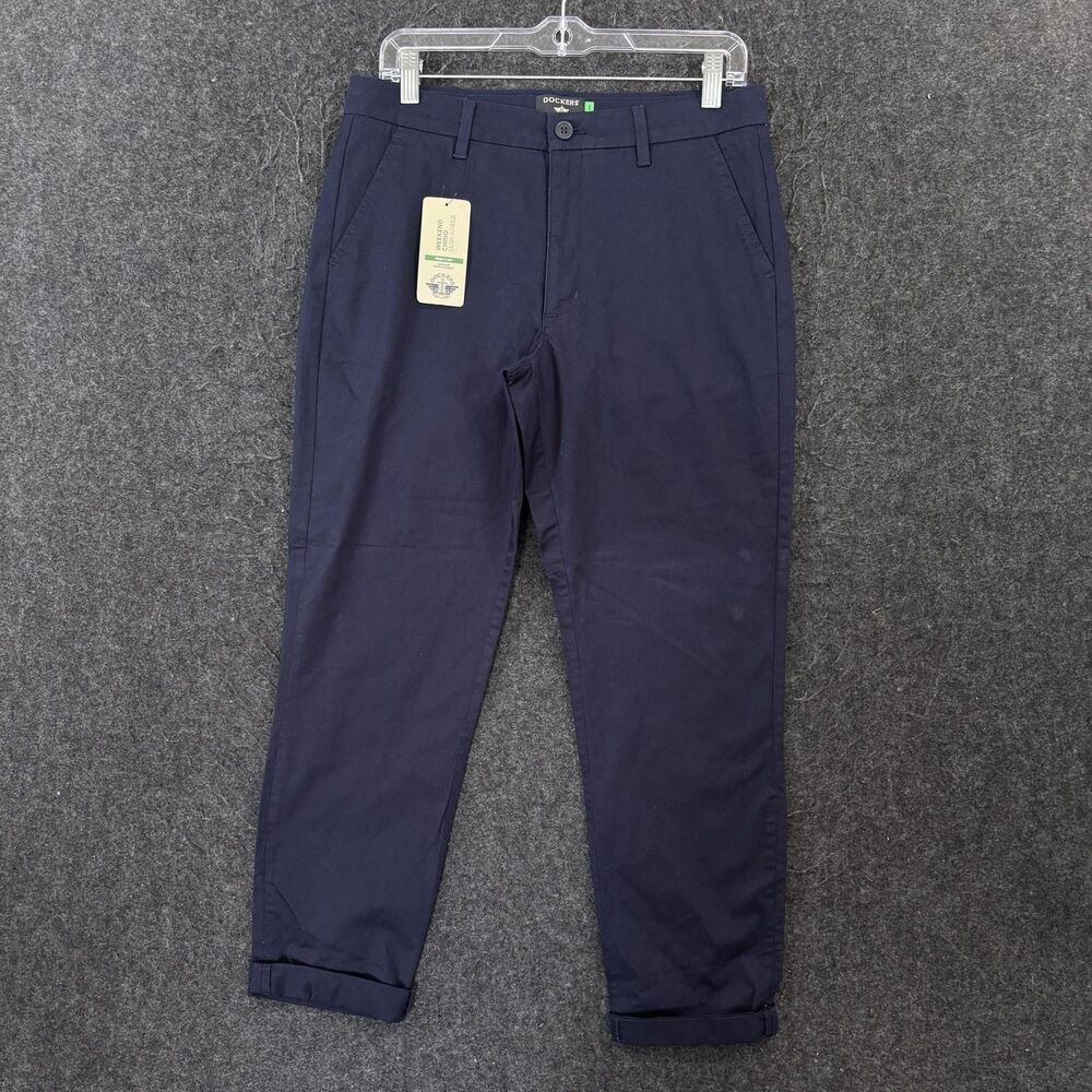 Dockers Weekend Chino Pants Women's 29 Blue Slim Ankle Tapered Stretch Twill